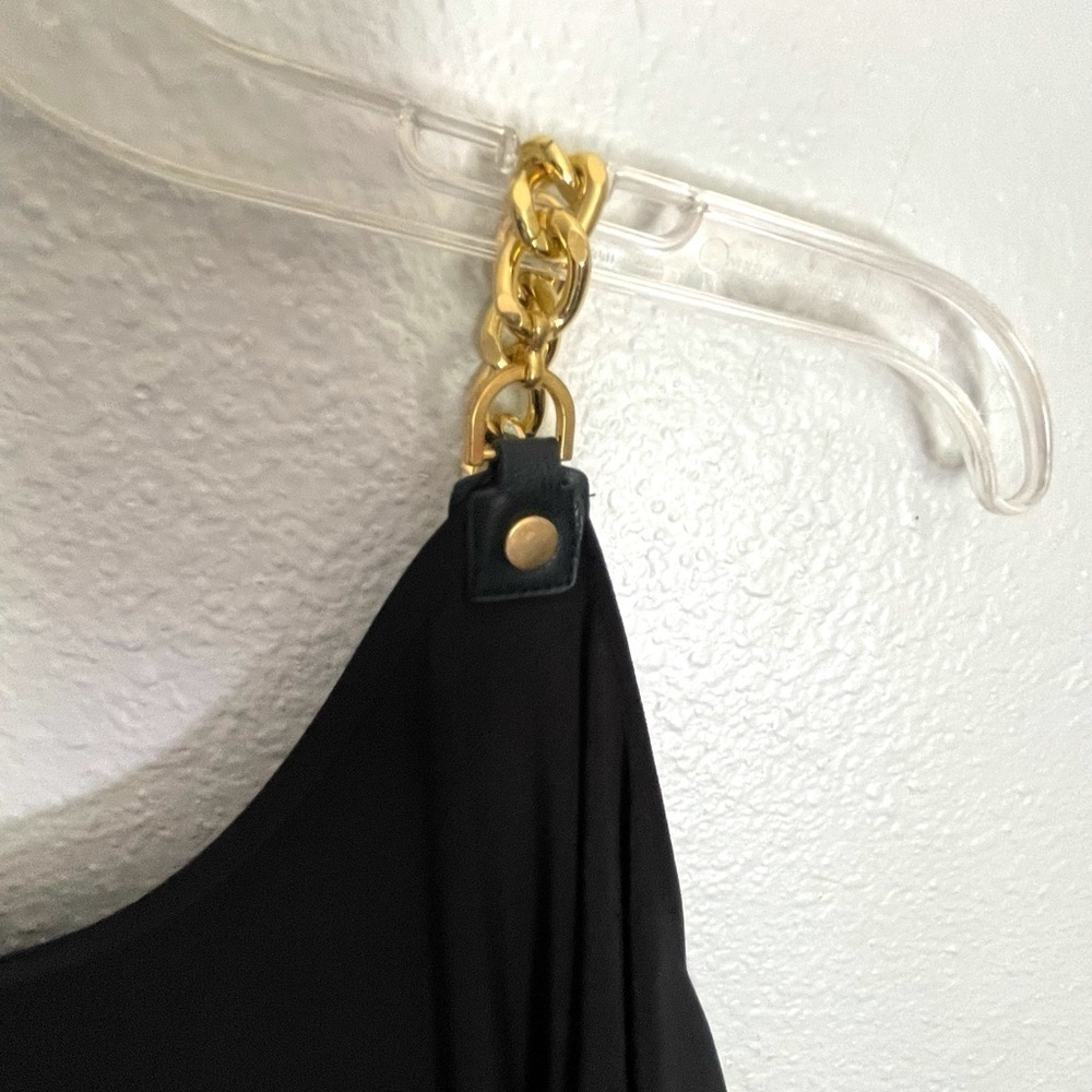 SOHO APPAREL gold chain cold shoulder black dress - Picture 6 of 10